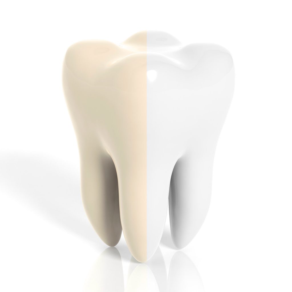 diente en 3D amarillo y blanco